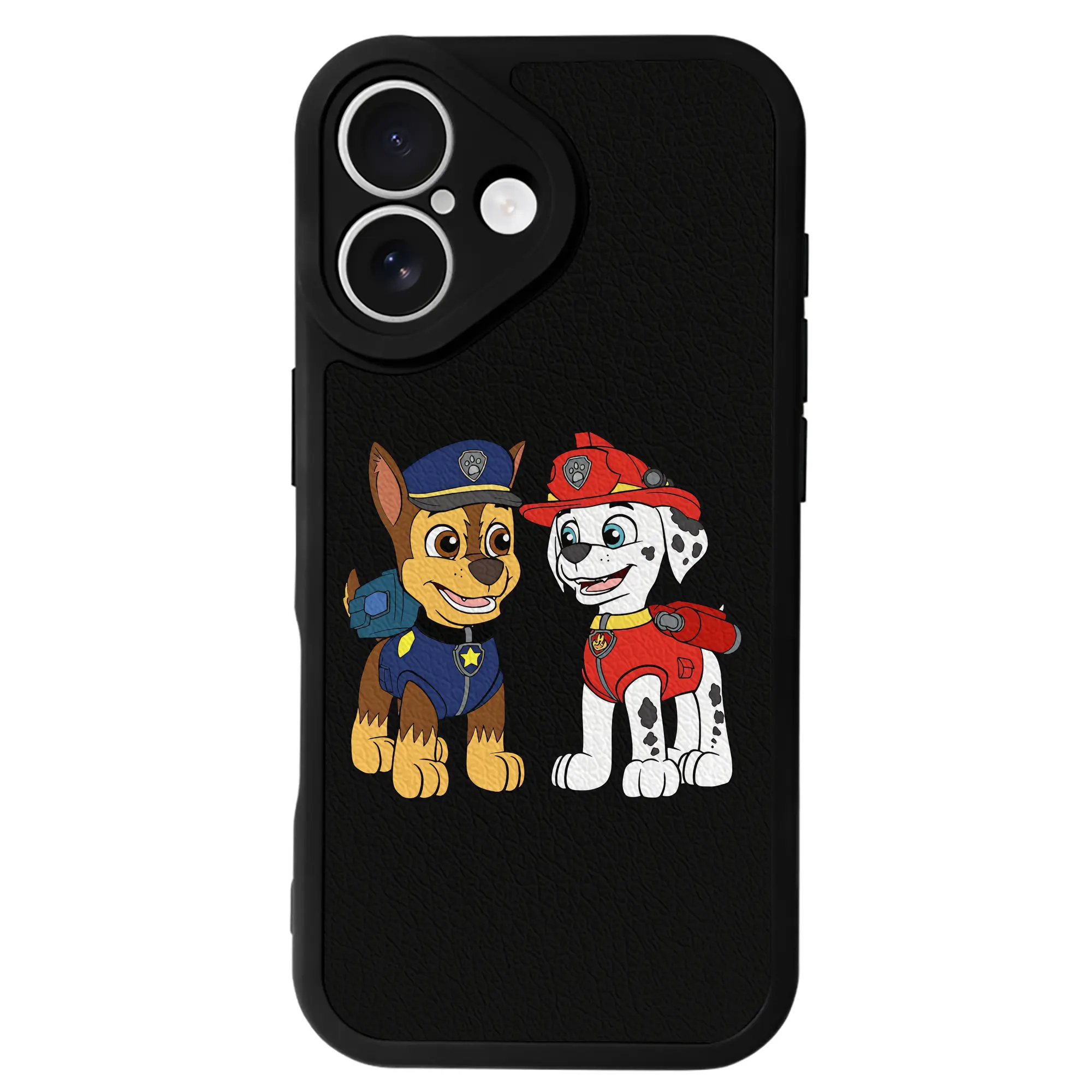 パウ・パトロール グッズ マーシャル - IPhone 16シリーズ対応 ・ シリコンスマホケース ・ レザー調 ・ 高精度フィット ・ 耐衝撃 ・ ワイヤレス充電対応 ・ 精密カット